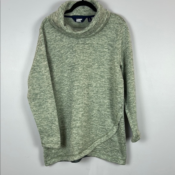 Lands’ End Women's Gray Sweater Fleece Cowl Neck  Size Large - Picture 2 of 12
